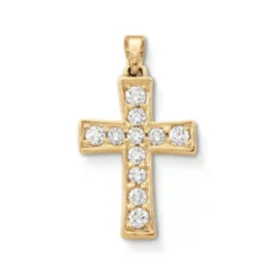 Plain Latin Cross Pendant With Diamonds