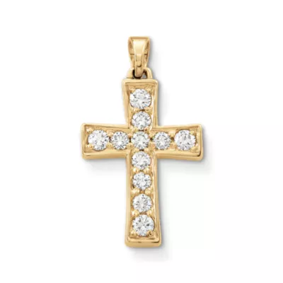 Plain Latin Cross Pendant With Diamonds 1 Plain Latin Cross Pendant With Diamonds