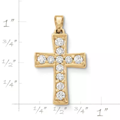 Plain Latin Cross Pendant With Diamonds 3 Plain Latin Cross Pendant With Diamonds - Image 3