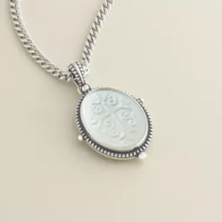 Sculpted Les Fleurs Cross Layered Gemstone Pendant -Fashion Accessories CM 6024 252085 altS