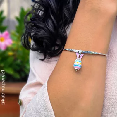 Enamel Bunny Ears Art Glass Charm 3 Enamel Bunny Ears Art Glass Charm - Image 3