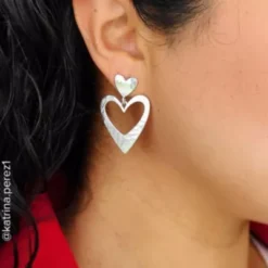 Hammered Double Heart Drop Earrings 6 Hammered Double Heart Drop Earrings -Fashion Accessories EP 1901 968929 IGC