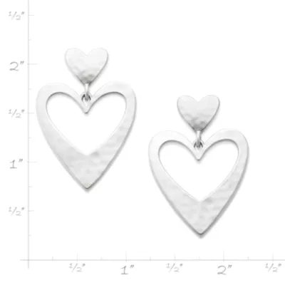 Hammered Double Heart Drop Earrings 4 Hammered Double Heart Drop Earrings - Image 4